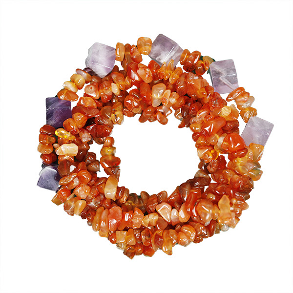 CARNELIAN NUGGETS AND AMETHYST CUBES 32 INCHES NECKLACE
